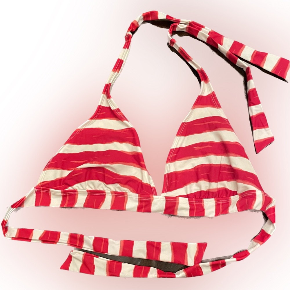 Catalina Red and White Stripped Bikini Top; Size: XL; No Blemishes